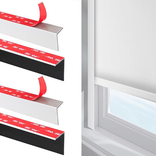 100% Blackout PVC Light Blocking Strip for Window Shades and Blinds Both Sides Tracks for Blackout Shades Easy to Install for BedroomGreat for Bedroom Nursery (L-Shaped White-4pcs, 58.5")