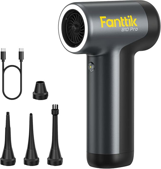 Fanttik B10 Pro Electric Air Duster, 110000RPM Brushless Motor, Compressed Air Duster, Mini Blower with One-tap Booster, 3 Gears Adjustable, Electric Duster for PC, Keyboard, Electronics and Workbench