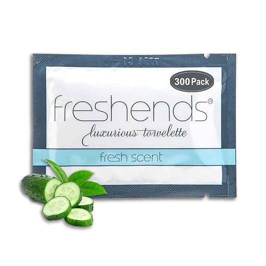 Freshends Luxurious Towelette Bundle - For Sensitive Skin - Ideal for Hotels, Airbnb, Clubs, Bars, and Weddings - Flushable Wipes- Fresh Scent- Travel Sized Wet Wipes - 300 Count Pack (Gray)