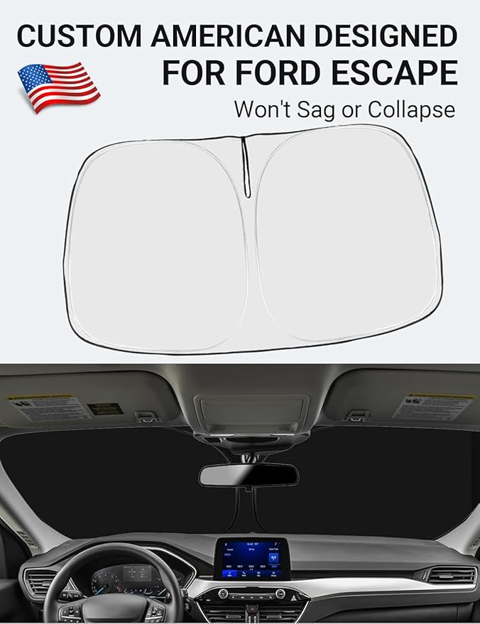 Proadsy for Ford Escape 2020-2024 2025 Windshield Sun Shade 4-Layer Foldable Front Sunshade Protector Sun Visor Blocks UV Rays Keep Car Cooler