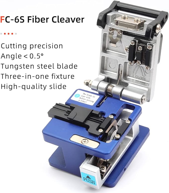 FTTH Fiber Optic Cold Connection Assembly Termination Tools Kit Bag with Visual Fault Locator Fiber Cleaver SC FC Connector Optical Power Meter Finder Cable Tester Stripper Tool Dust Free Paper