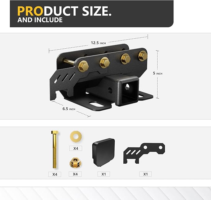 for Ford Bronco Tow Hitch Trailer Kit Compatible for 2021 2022 2023 2024 2025 Ford Bronco 2 Door & 4 Door 2 Inch Hitch Receiver with Cover, Rear Bumper Towing Hook Combo (Exclude Bronco Sport)