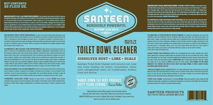 Santeen Rust, Scale & Delimer Remover| 6-pack of 1-quart bottles | Removes Rust, Lime, and Scale buildup