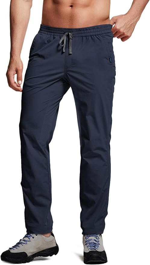 CQR Men's Lightweight Vent Hiking Pants, Water-Resistant & Breathable Sports Outdoor Athletic Pants with Elastic Waist
