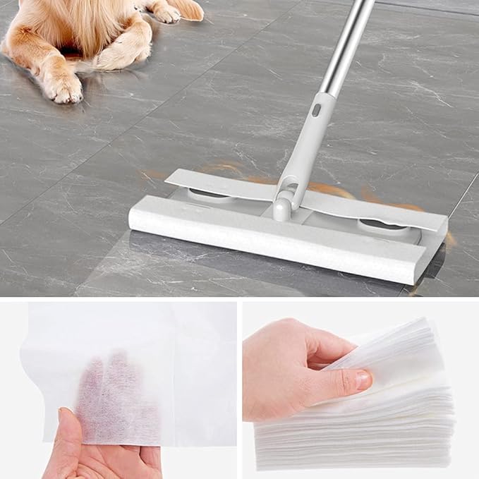 Kingzhuo 200 Pcs Disposable Cleaning Wipes - Microfibre Electrostatic Floor Cloths, Wet or Dry Wipes Floor Duster, Fits Most Mops, 29cm x 21cm