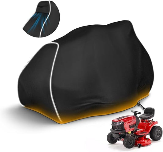 Riding Lawn Mower Cover, 600D UV & Dust & Water Resistant Lawn Tractor Cover, Durable Outdoor Universal Riding Lawnmower Cover with Reflective Strip(72"L x 54"W x 46"H/Black)