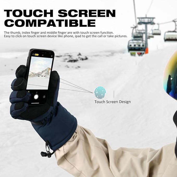 MCTi Waterproof Mens Ski Gloves Winter Warm 3M Thinsulate Snowboard Snowmobile Cold Weather Gloves
