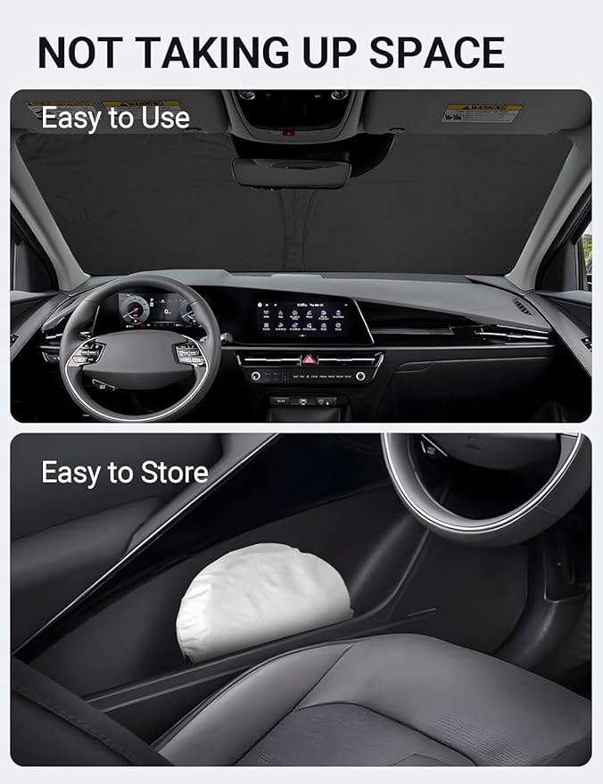 Proadsy 2025 Upgrade Windshield Sun Shade Custom Fit Kia NIRO 2017-2022 4-Layer Foldable Front Sunshade Protector Sun Visor Blocks UV Rays Keep Car Cooler