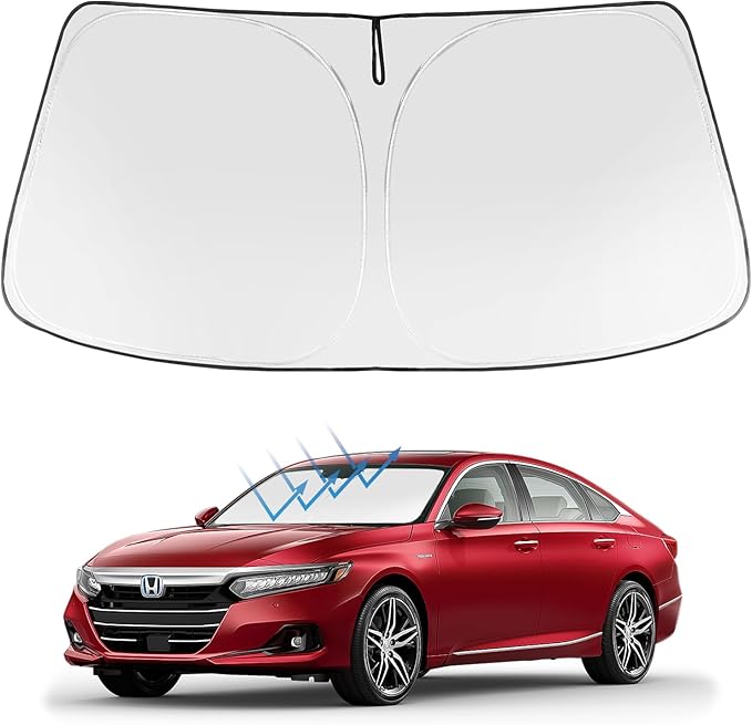 Proadsy Windshield Sun Shade Custom Fit 2018-2022 Honda Accord (Not for 2022 Sport) 4-Layer Foldable Front Sunshade Protector Sun Visor Blocks UV Rays Keep Car Cooler Accessories