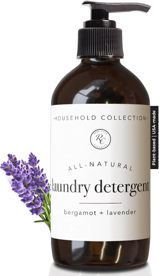 Rowe Casa Organics Bergamot and Lavender Laundry Detergent Liquid – Natural Liquid Washing Detergent with Floral, Sweet, and Fresh Scent – 16 Oz Pump Bottle