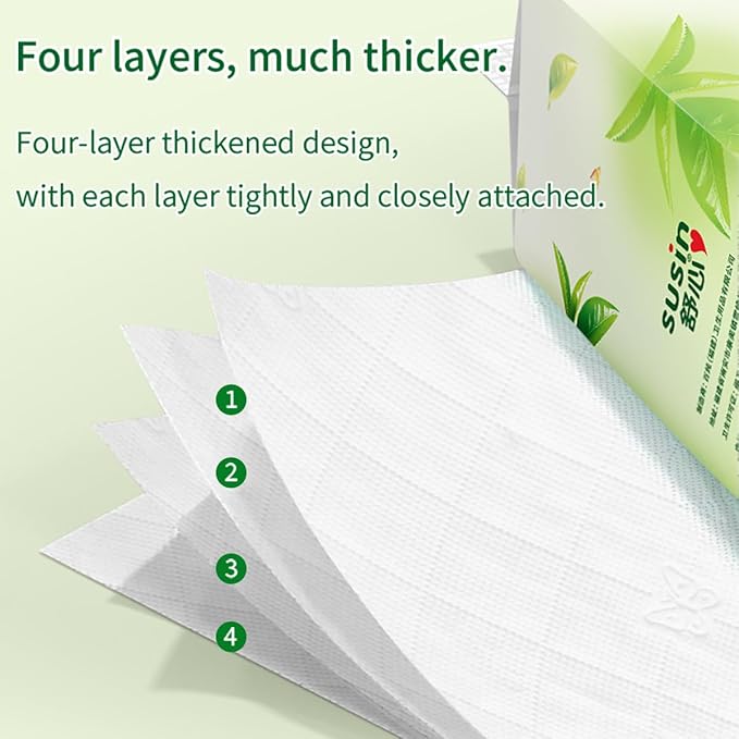 Hanging Facial Tissues with Green Tea Scent (6 Packs, 7680 Sheets Total) 4-Ply Soft Pack Paper Tissues for Home and Office - Wall Mountable & Space Saving