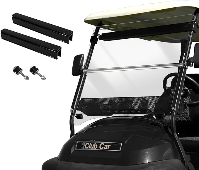 Golf Cart Windshield for EZGO/Club Car DS/Precedent/Yamaha Gas & Electric Models, 5MM Thicken Foldable, Clear Highly Transparent and Impact Resistant Acrylic