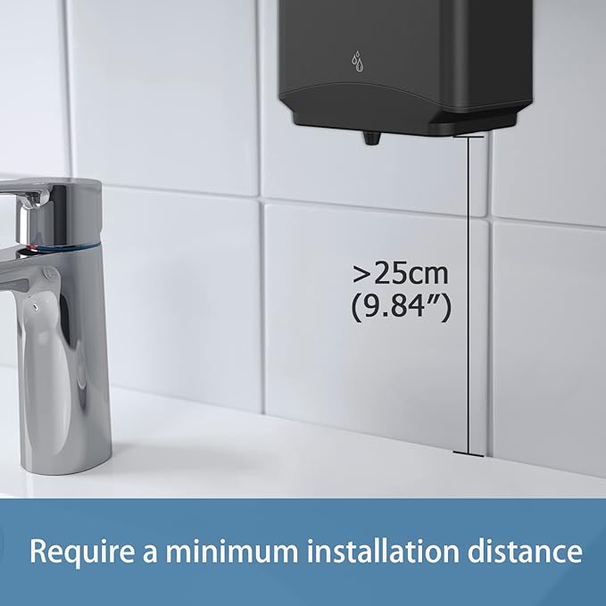 AIKE Automatic Soap Dispenser Commercial Wall Mounted Liquid Dispenser Matte Black Finish 1100ml Large Capacity