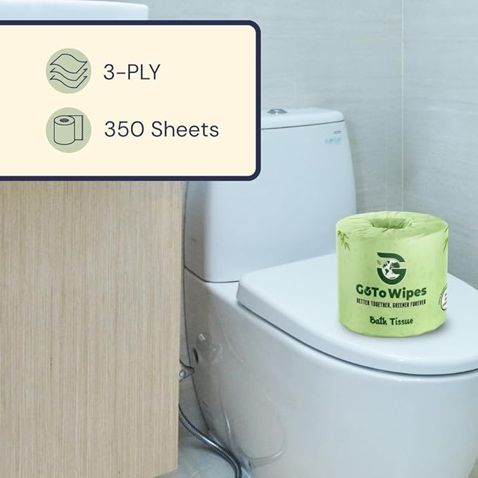 Bamboo Toilet Paper - Organic Ultra Soft 3 Ply - Chemical & PFAS Free, Non-Toxic - 350 Sheets, 12 Pack - Septic Safe, Sustainable - Plant Trees Initiatives with Each Purchase