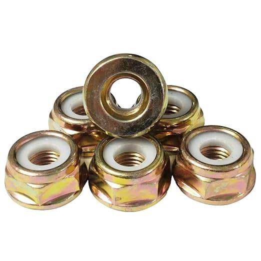 Blade nut, M10 * 1.25 Left-Hand Threaded Flange nut Replacement Part, Used for Lawn Mower Cutting Machine Trimmer Accessories（6 PCS）