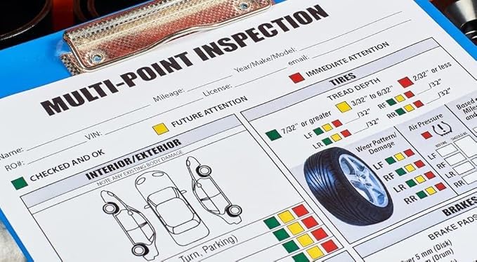 General Motors Multi-Point Inspection Form – GM Vehicle Checklist – 3-Part Carbonless Edge-Glued Pad – White, Canary, Pink – 8.5"×11" Auto Service Form - Pack of 1000
