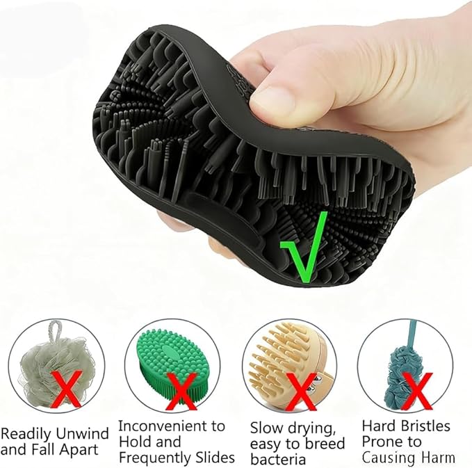 The Sud Bud Silicone Body Scrubber, Premium Soft Gentle Exfoliating Shower Brush for All Skin Type (Medium, Count, 4)