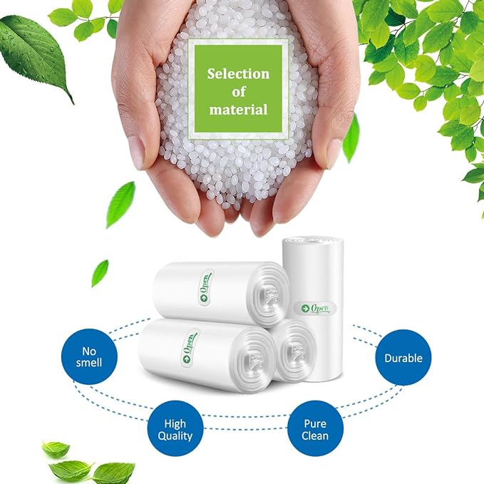 1.2 Gallon 220 Counts Strong Trash Bags Garbage Bags, Bathroom Trash Can Bin Liners, Small Plastic Bags for home office kitchen, fit 5 Liter 5L, 1Gal, Clear