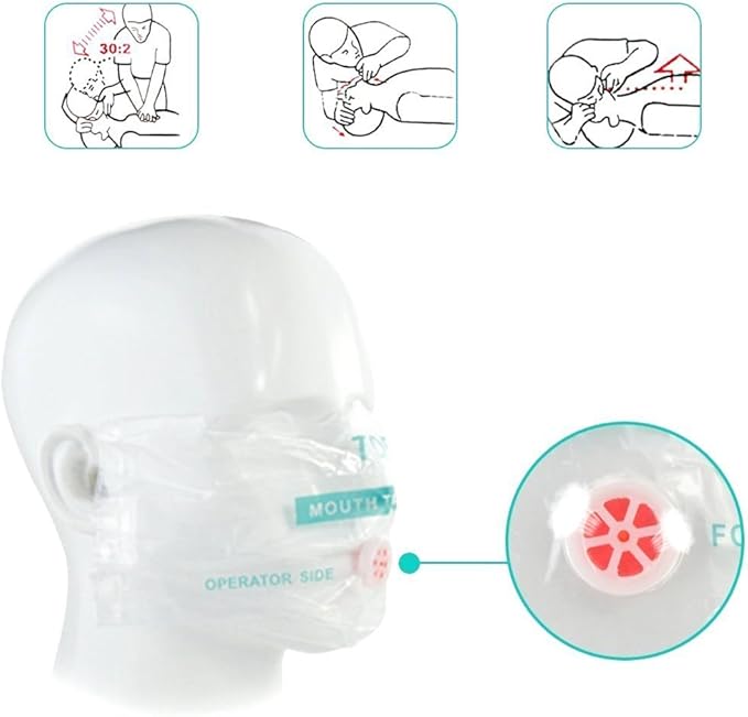 Pack of 12pcs CPR Mask Keychain Ring Emergency Kit CPR Face Shields for First Aid or CPR Training (Red-12)