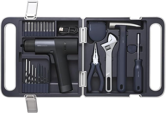HOTO Cordless Brushless Drill Tool Set, Variable Speed, Hidden Buckle, Unique LED Screen, Intelligent Digital Display, Exquisite & Practical, High-end Drill Kit for Home/Daily Use