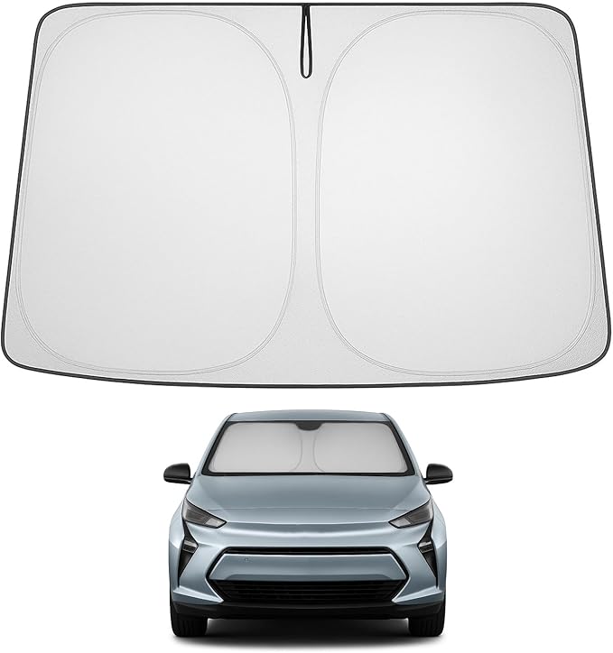 Proadsy 2025 Upgrade Windshield Sun Shade Custom Fit Chevy Bolt 2017-2024 2025 (NOT for Chevy Bolt EUV) 4-Layer Foldable Front Sunshade Protector Sun Visor Blocks UV Rays Keep Car Cooler