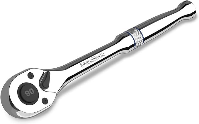 DURATECH 1/4-Inch Drive Ratchet, 90-Tooth Quick-release Ratchet Wrench, Reversible, Chrome Alloy Made, Full Polished, Stocking Stuffers for Men Gifts for Men Gifts for Women gifts for dad