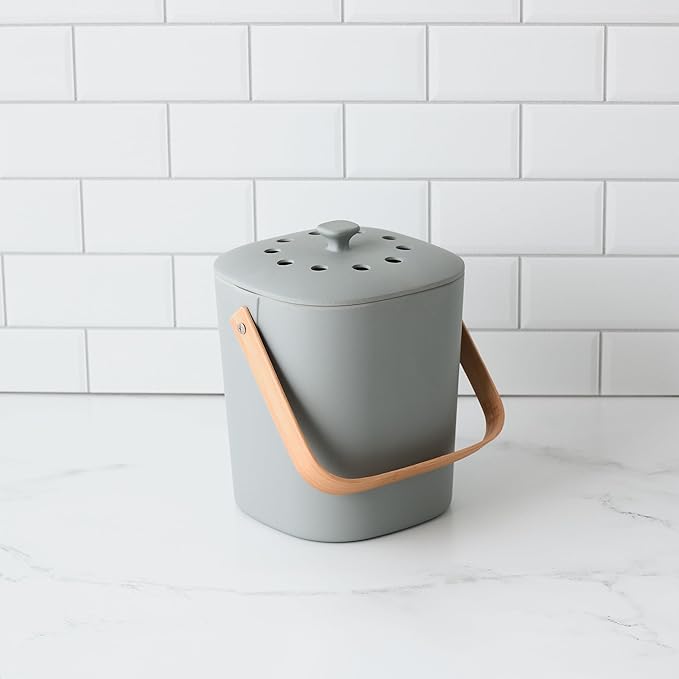 Bamboozle Countertop Compost Bin Kitchen | 1 Gallon | Odorless Composting Bin with Filters | Indoor Compost Bin with Lid | Plant Based Kitchen Composter for Food Scraps & Waste Recycling