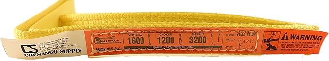 DD Sling. Multiple Lengths! (100% Made in USA) 1" width, 1 Ply, Nylon Lifting Slings, Eye & Eye, Heavy Duty (900 webbing), 1,600 lbs Vertical, 1,200 Choker, 3,200 Basket (1"x4')