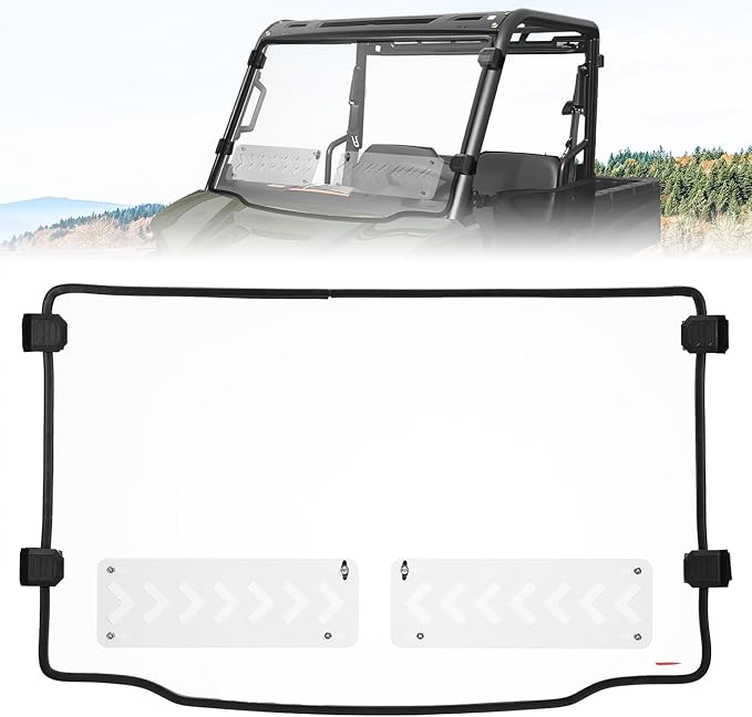 KEMIMOTO Front Vented Windshield Compatible With Polaris Ranger Midsize 570 500 SP/Crew 2015-2025, Scratch Resistant PC UTV Window Compatible With Ranger ETX EV Accessories Parts (Not Fit FullSize)