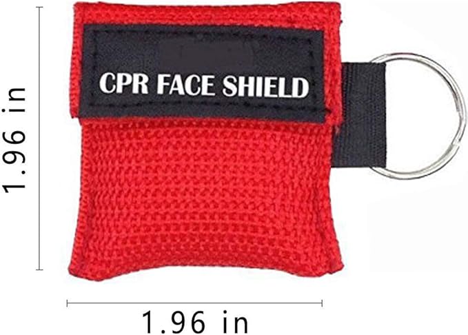 Pack of 12pcs CPR Mask Keychain Ring Emergency Kit CPR Face Shields for First Aid or CPR Training (Red-12)