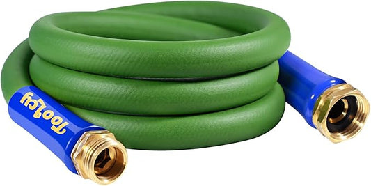 TOOLCY Garden Hose 5 ft x 5/8", Heavy Duty Water Hose, Lightweight, All-weather, Durable Hose with Swivel & Solid Brass Male to Female Fittings,Green