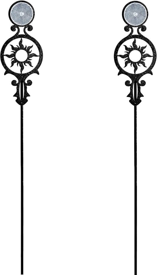 Touch of Class Pathways Reflective Driveway Marker Stake Set of Two for Outdoor Use | Radiating Sun Design | Personalized Tall Reflector Set of 2 | Black Durable Finish
