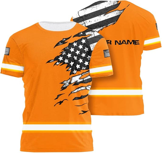 Color US Flag High Visibility Hoodie for Men Women Reflective Tapes Safety Workwear for Worker Runner Patriotic