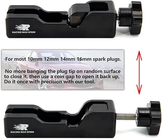 Universal Spark Plug Gap Tool Compatible with Most 10mm 12mm 14mm 16mm Spark Plugs Black - 1 Set with Feeler Gauge