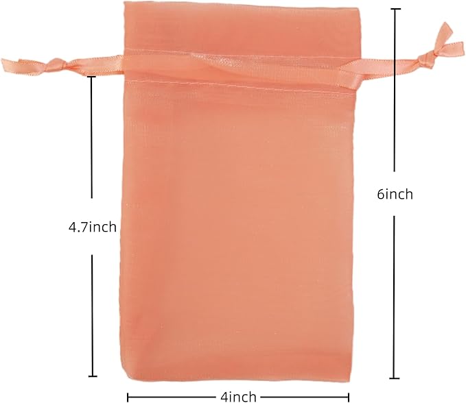 QIANF 20 Pcs Orange Small Organza Bags 4X6 inch for Wedding Favors with Drawstring, Mini Mesh Gift Bags Jewelry Pouch for Candy Bridal Shower Party Favor Baby Shower Christmas