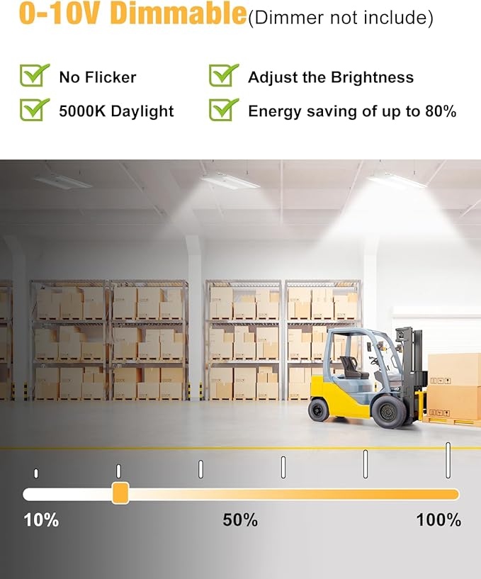 300W LED Linear High Bay Light, 45000LM Linear High Bay Shop Light Commercial 120-277V, 5000K High Bay Lights for Warehouse, Garage Factory, UL Listed, 5 Years Warranty, 4 Pack