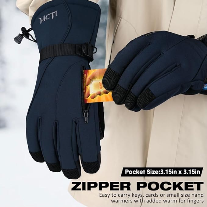 MCTi Waterproof Mens Ski Gloves Winter Warm 3M Thinsulate Snowboard Snowmobile Cold Weather Gloves
