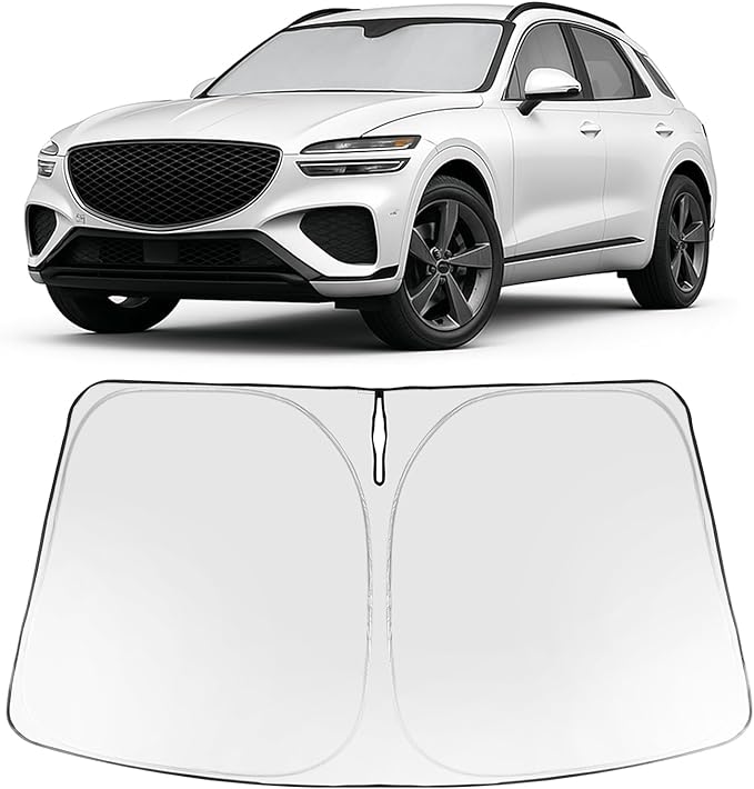 Proadsy 2025 Upgrade Windshield Sun Shade Custom Fit Genesis GV70 2022-2025 Foldable Front Sunshade Protector Sun Visor Blocks UV Rays Keep Car Cooler Accessories