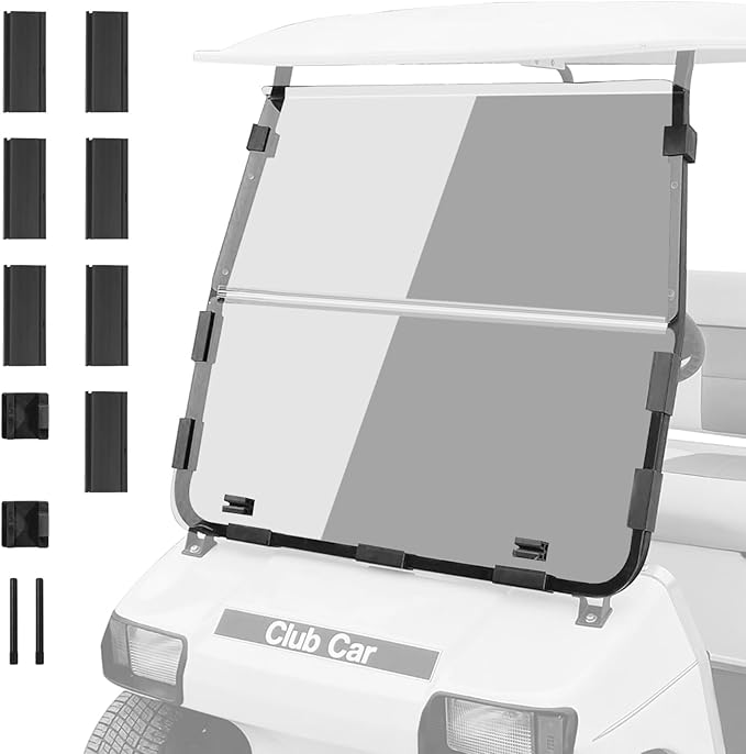 Club Car DS NEW Flip Flop Compact Golf Cart Windshield, Clear Color, 3/16" Thickness, Fits Club Car DS 2000.5+ NEW