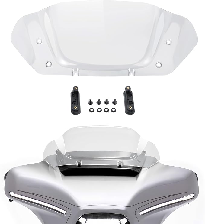 10" Wave Windshield Windscreen Wind Splitter Compatible for Harley Street Glide FLHX, CVO Street Glide FLHXSE 2023 2024 (Clear)