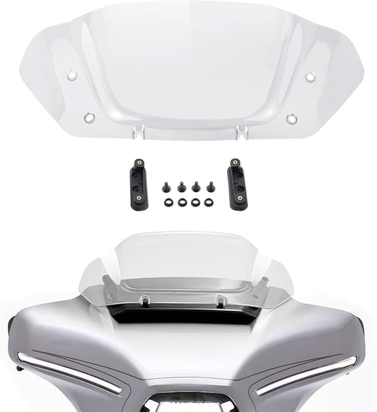 10" Wave Windshield Windscreen Wind Splitter Compatible for Harley Street Glide FLHX, CVO Street Glide FLHXSE 2023 2024 (Clear)