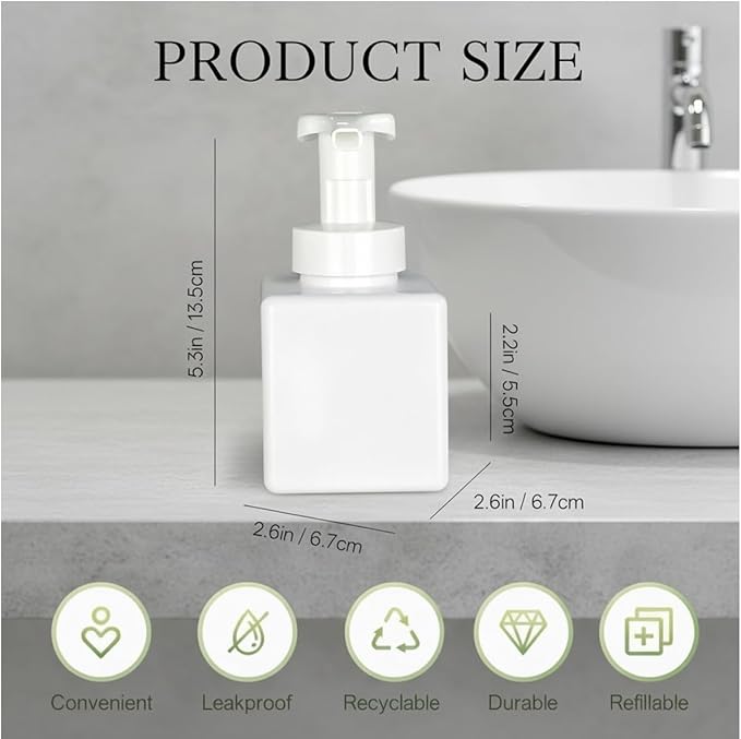 12 Piece 250ml Foam Soap Dispenser, Travel Foam Dispenser. Refillable Plastic Pump Hand Soap Bottle, Travel Essentials, Clear Container for Bathroom Vanity
