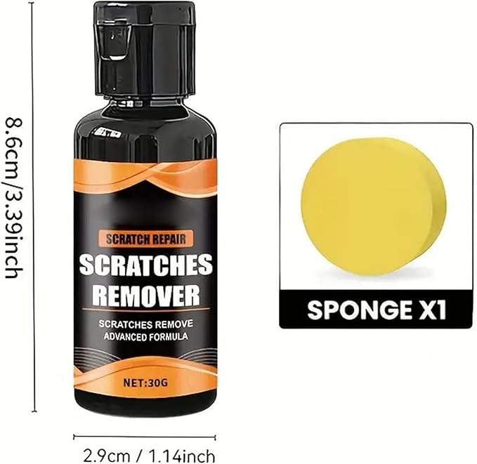 Eyeglass Scratch Remover, 30 grams Sunglasses Cleaner with Sponge, Lens Polishing Kit, Anti-Scratch Glass Cleaner for Watches, Cameras, Car Windshields, Auto, Home, Travel, Office