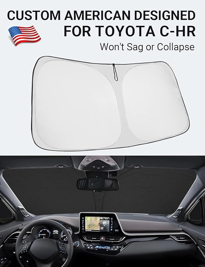 Proadsy Windshield Sun Shade for Toyota CHR 2018-2023 Custom Fit CH-R, XLE Premium CUV Winter Foldable Sunshade Protector Sun Visor Blocks UV Rays Keep Car CoolerAccessories