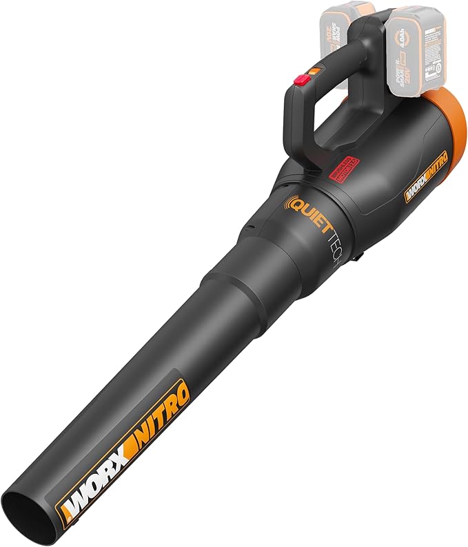 WORX Nitro WG581.9 40V Cordless Leaf Blower, Quiet Electric Blower for Lawn Care with 530CFM & 140MPH, Batteries & Charger Not Included