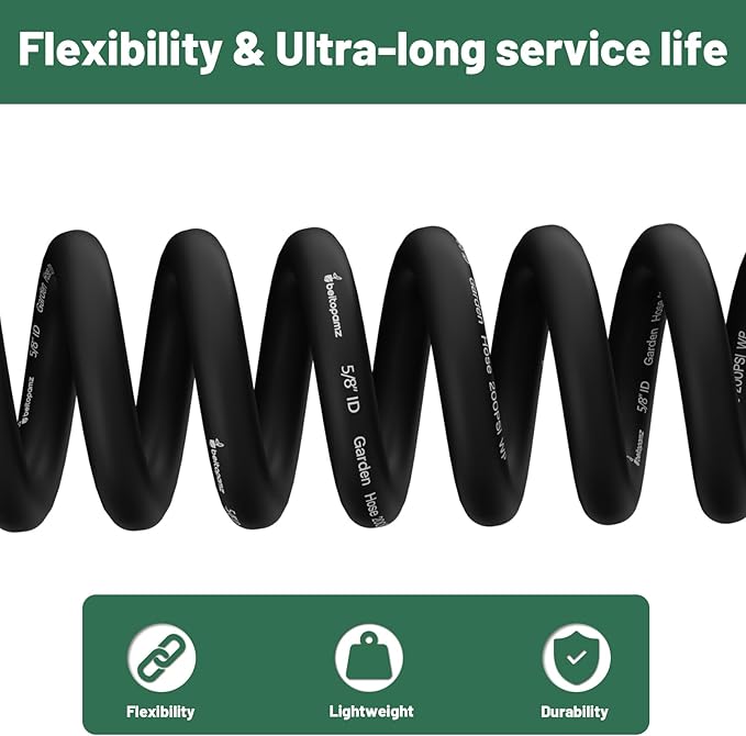 Short Garden Hose 3 ft x 5/8 in Male to Female Heavy Duty Small Water Hose Extend Connector, Lightweight Rubber Hybrid Leader Hose, Leak-Free Connections, BT3B, Black
