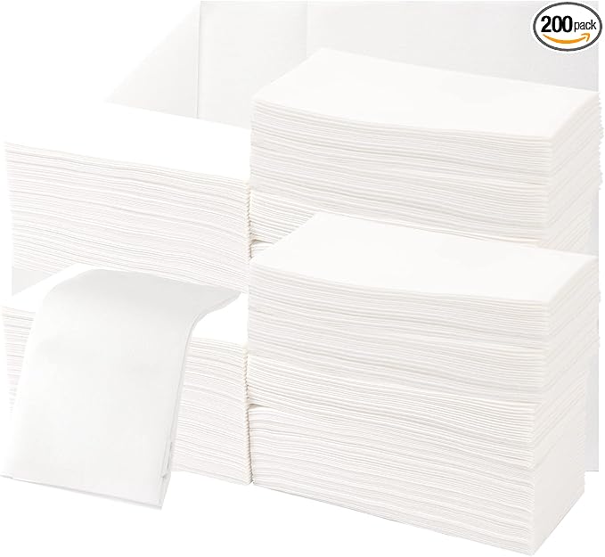 200 Linen-Feel Guest Towels Cloth-Like Hand Towels Disposable Bathroom Napkins Thicken Guest Towel Soft, Absorbent 12" x 17" for Bathroom, Kitchen, Wedding Reception or Dinner Party