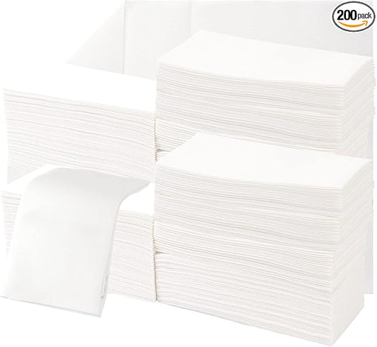 200 Linen-Feel Guest Towels Cloth-Like Hand Towels Disposable Bathroom Napkins Thicken Guest Towel Soft, Absorbent 12" x 17" for Bathroom, Kitchen, Wedding Reception or Dinner Party