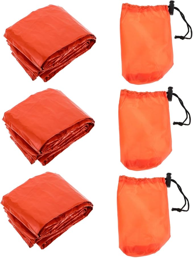 Happyyami 3 Set Thermal Emergency Portable Bivy Sack Blanket for Camping Hiking Survival Outdoor Use Rainproof Lightweight Multipurpose Gear
