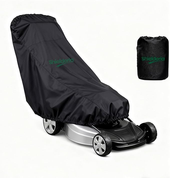 Push Mower Cover Heavy Duty 600D Oxford Fabric with Tear-Resistant Feature , Universal Fit for Push Walk Behind Mowers (EGO, Greenworks, Craftsman, Honda), Includes Drawstring & Storage Bag
